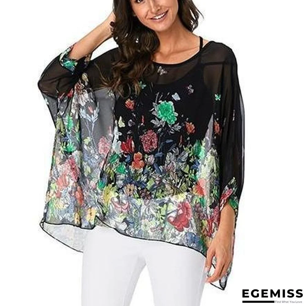 6XL Plus Size Women Batwing Sleeve Casual Chiffon Tops Blouses | EGEMISS