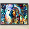 Diamond Painting-DIY Full Round Drill Indian and Wolf