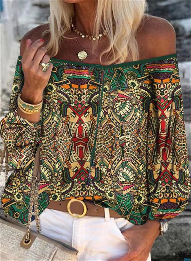 olid Lace Off the Shoulder Long Sleeves Casual Sexy Blouses