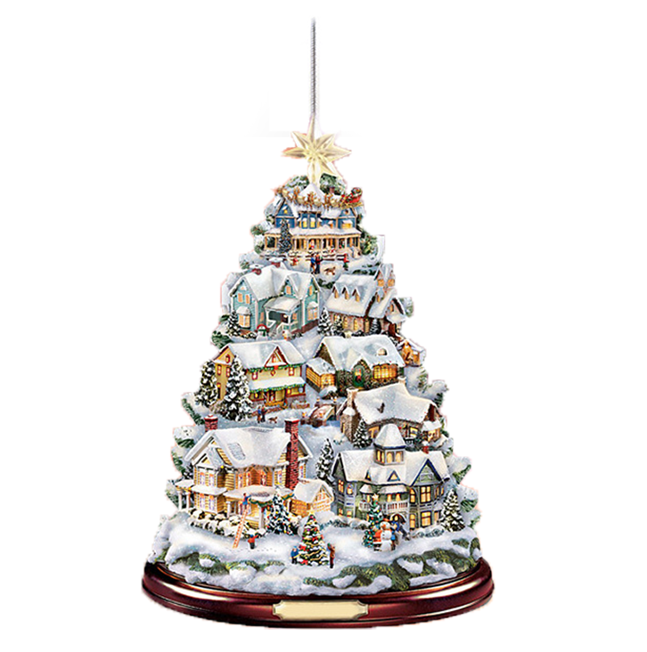 🎄Thomas Kinkade-:Animated Tabletop Christmas Tree With Train🎄
