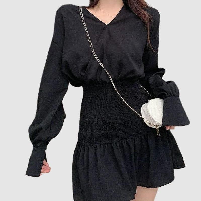 Hip Wrap V-neck Dress