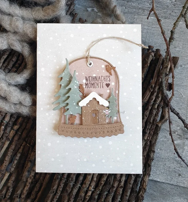 Piggy Craft metal cutting dies cut die mold Christmas tree house Scrapbook paper craft knife mould blade punch stencils dies