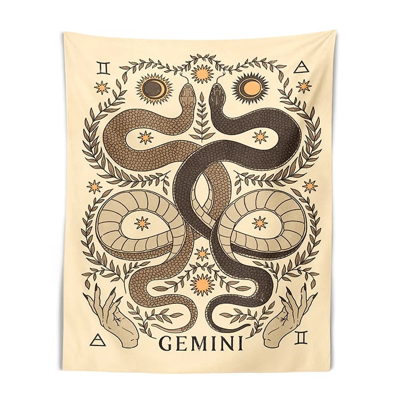 Tarot Tapestry Wall Hanging Constelation Zodiac Tapestries Hippie Astrology Tapestry Boho Horoscope Floral Tapestry for BedRoom