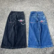 Imaginarygam senior jeans Harajuku Hip Hop Y2K Baggy Jeans men Embroidered high quality jeans vintage streetwear Goth men women Casual wide leg jeans