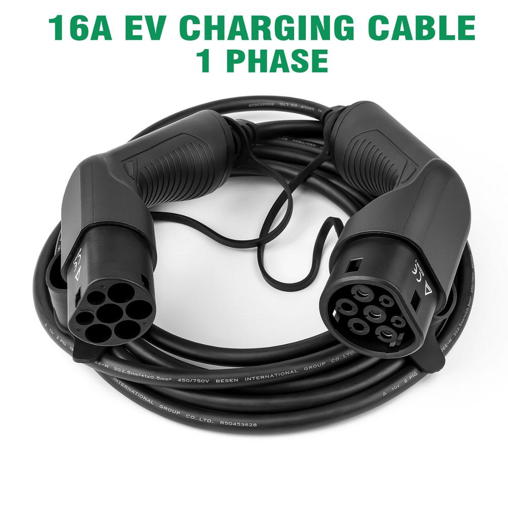 16A Type2 to Type 2 Single Phase Electric Vehicle Charging Cable