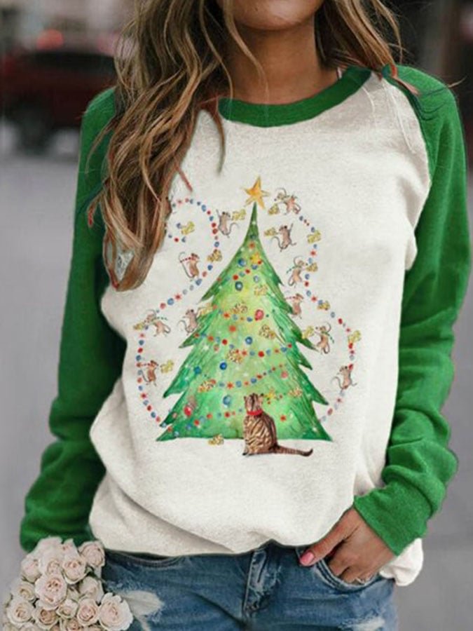 Fashion Colorblock Print Long Sleeve Sweatshirt