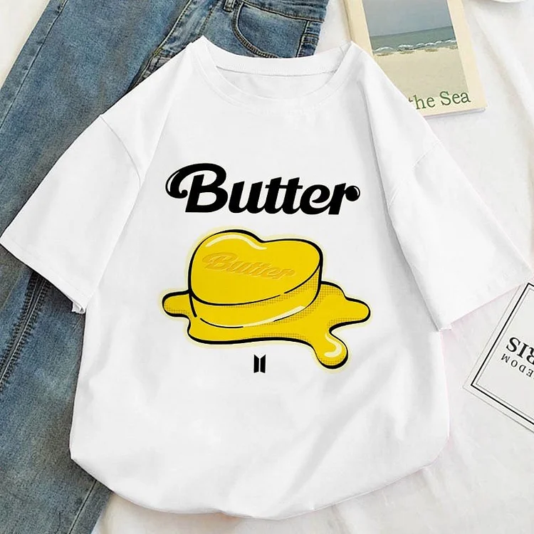 방탄소년단 Cartoon Korean Butter Album T-shirt