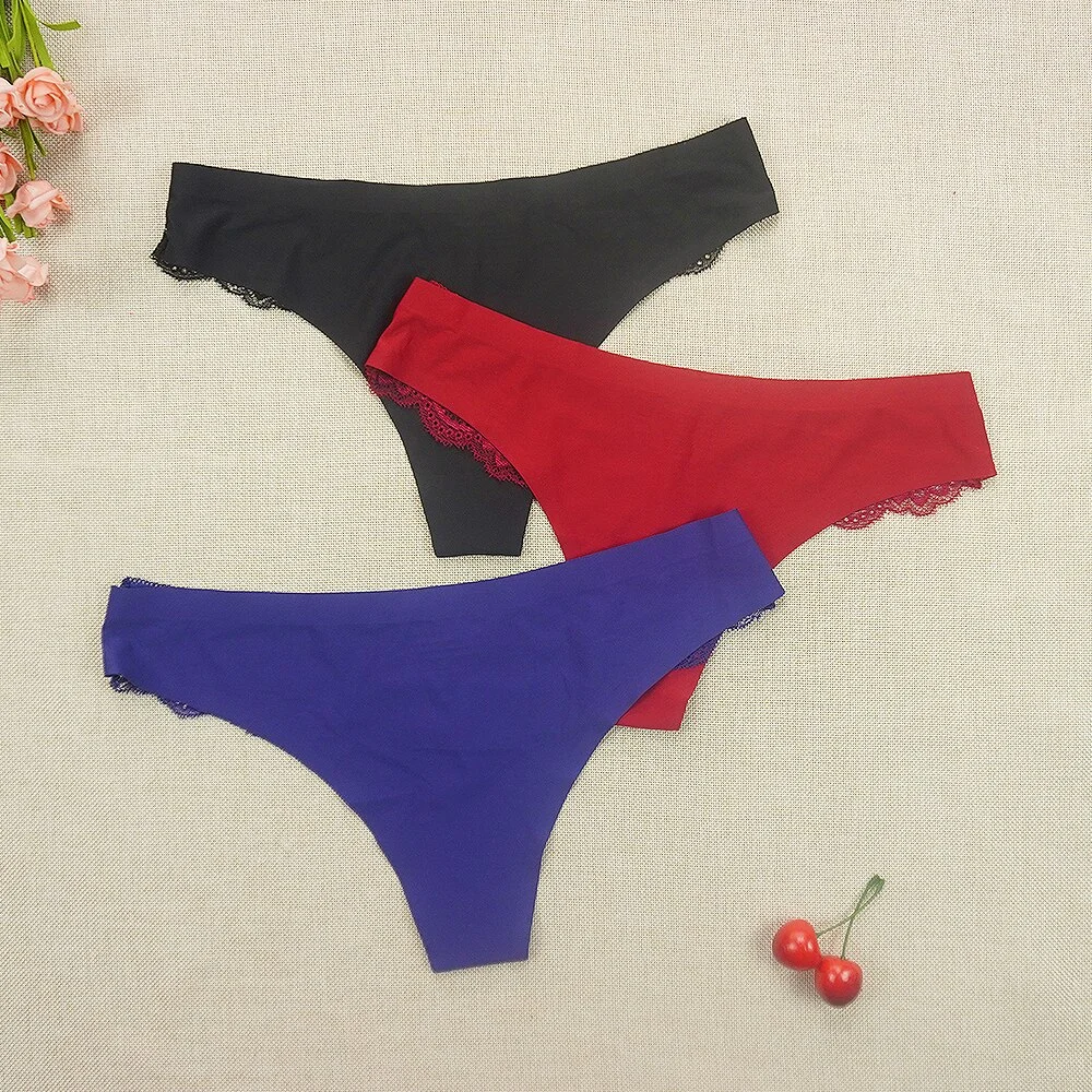 Billionm Women's Thong Lace Erotic Panties Sexy Transparent Tangas Lingerie Female Underpants Seamless Hollow Out G String