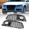 1 Pair Car Front Grill Mesh Front Fog Light Hoods Cover for Audi A4 B8 2008-2012