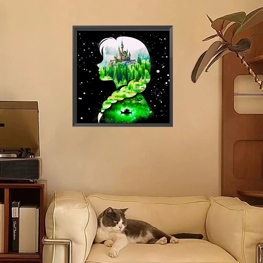 Diamond Painting - Full Square Drill - Princess Forest Silhouette(Canvas|35*35cm)