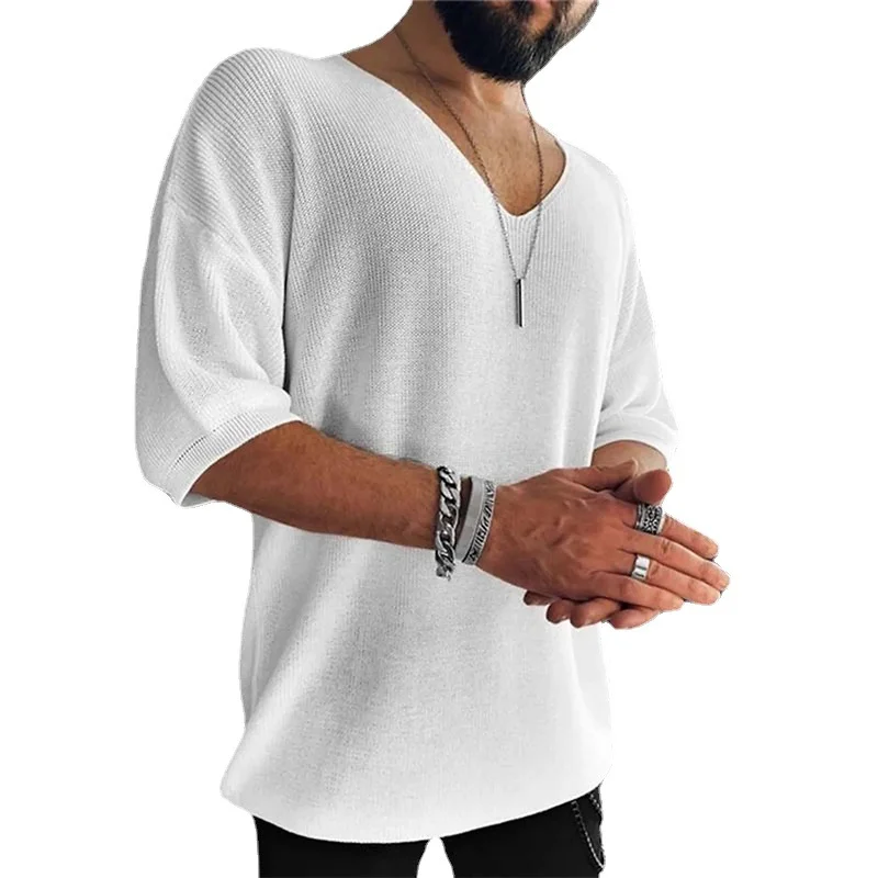 Wongn Wongn Men's Wear Summer And Fall Short-Sleeved Top Fashion Casual V-Neck Sweater Men's T-Shirt