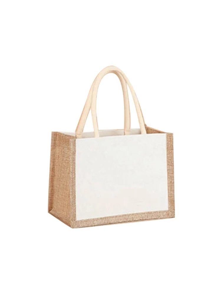 Burlap Jute Tote Shopping Bag Reusable Grocery Storage Organizer Handbags
