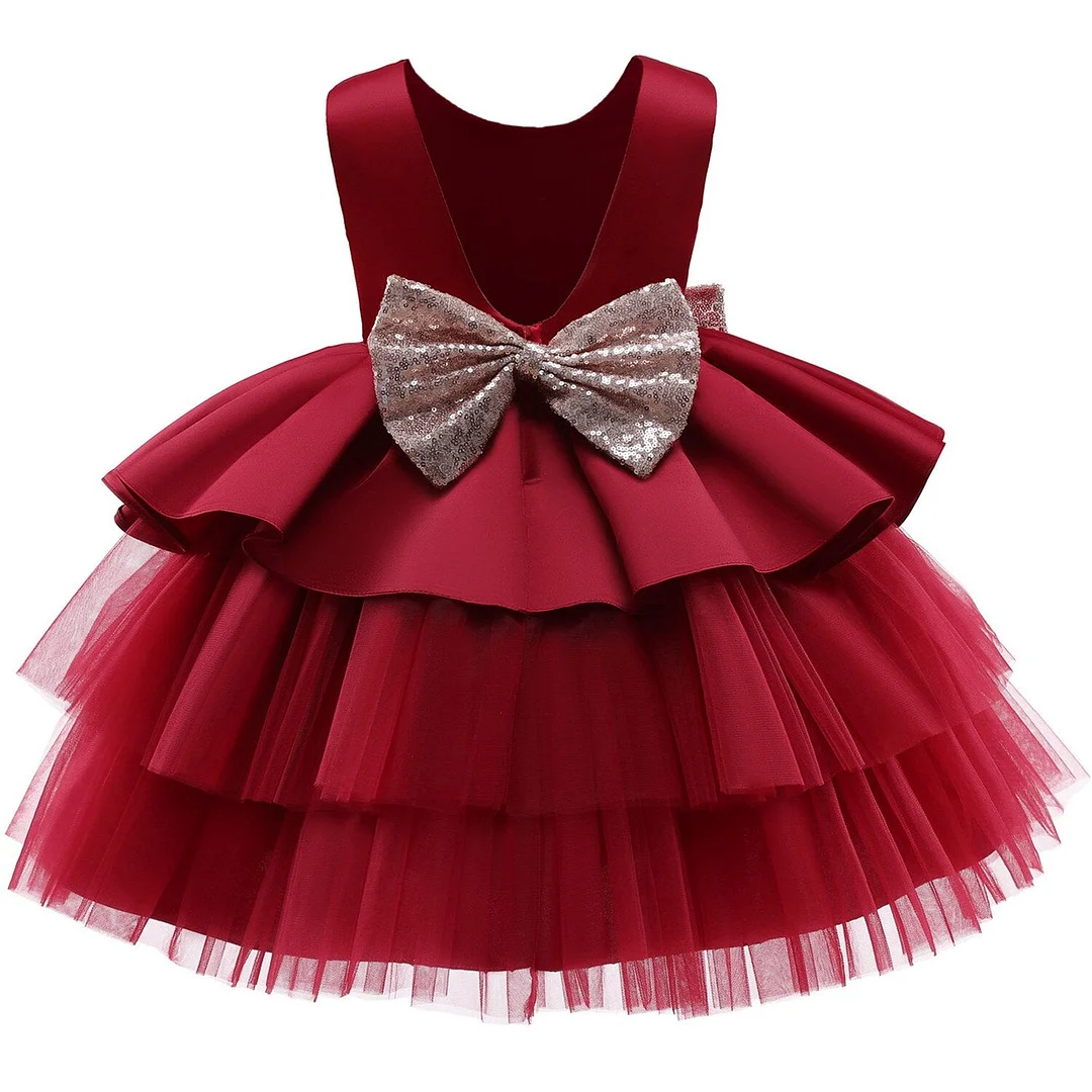 Princess Dress For Girls Flower Wedding Gown Kids Birthday Party Backless Little Baby Children Tutu Cake Dress Toddler Clothes