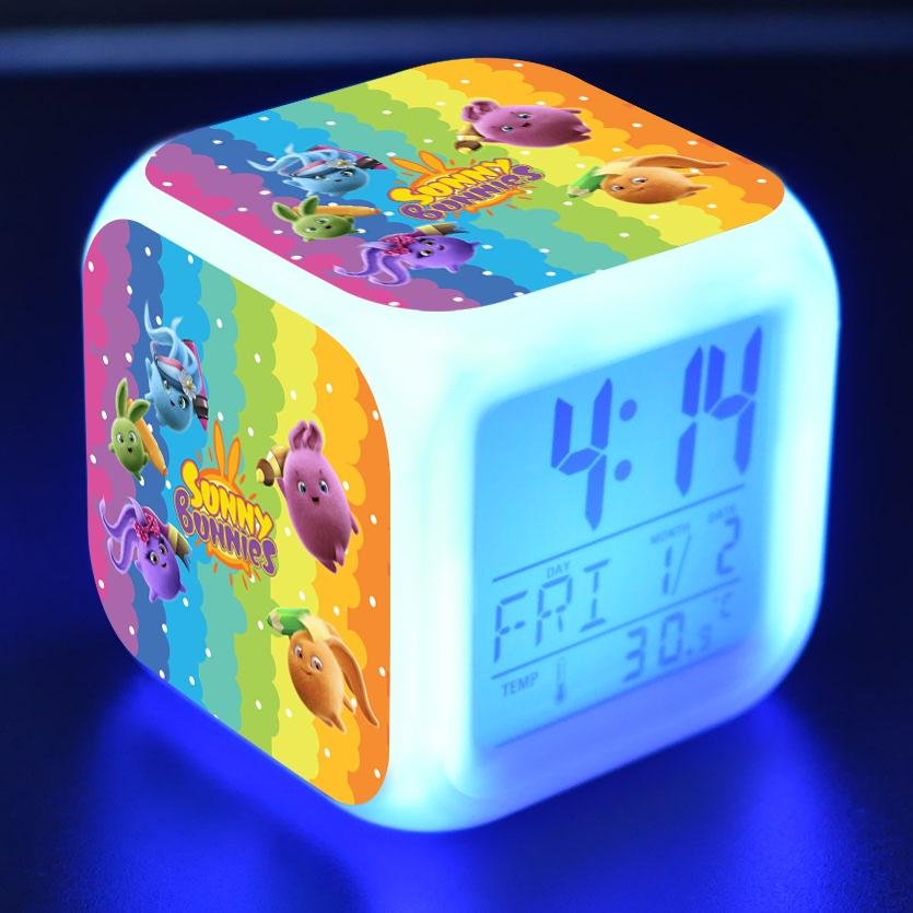 Sunny Bunnies Digital Alarm Clock 7 Color Changing Night Light Touch Control Clock for Kids