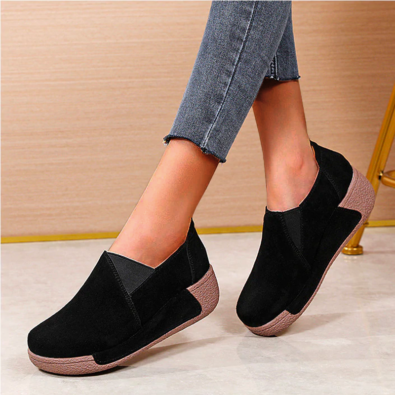 LookYno - Women's Leather Platform Slip on Loafers Comfort Moccasins Low Top Casual Shoes