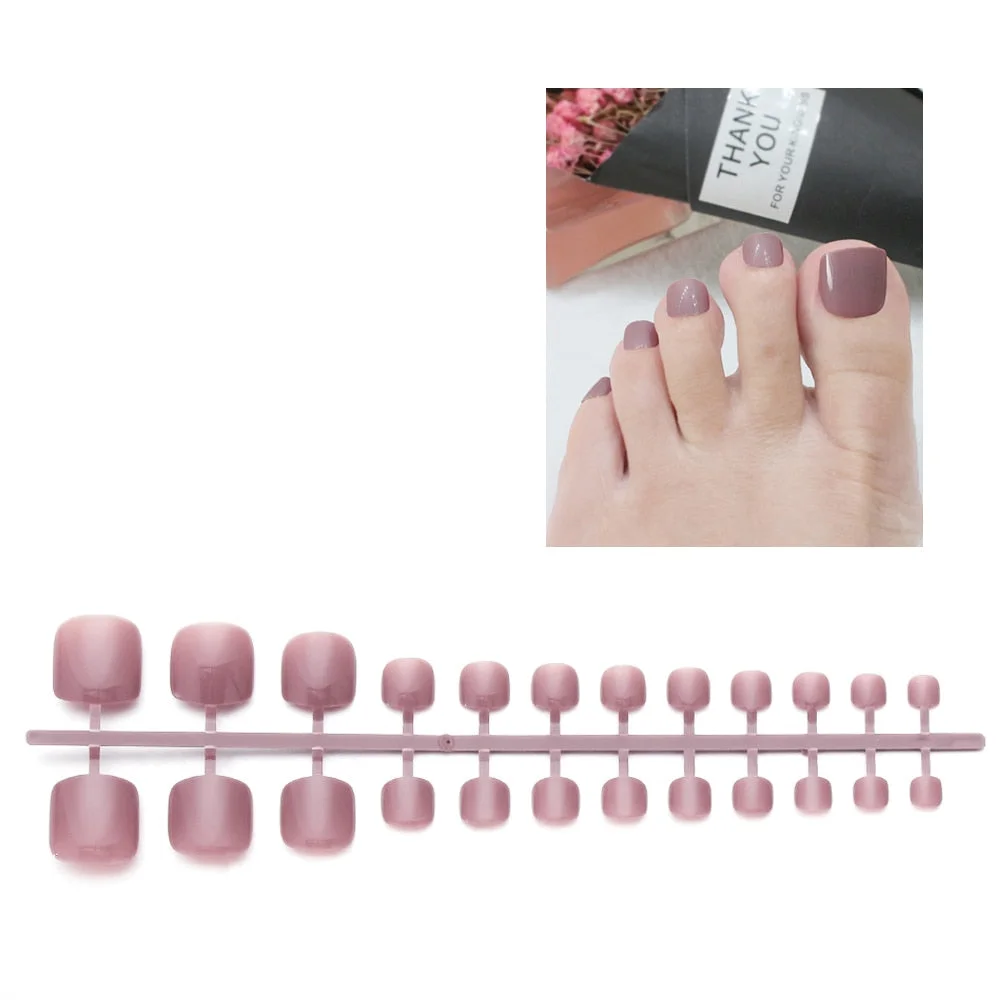 24Pc Soft Pure color oval Frosted Artificial Fake Nail Art Tip Fashion design full cover toe false nails Extension French style-Nail Inspo