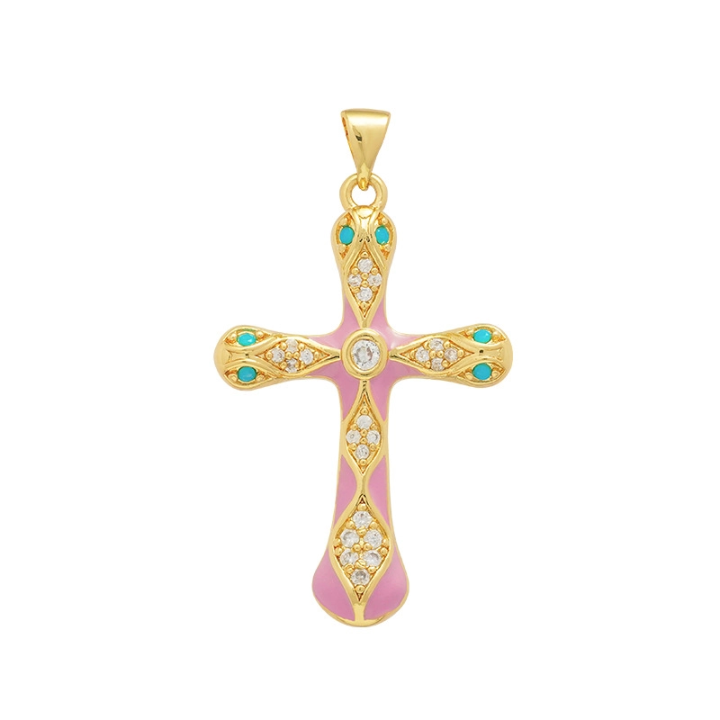 1 Piece Copper Rhinestones Cross Pendant