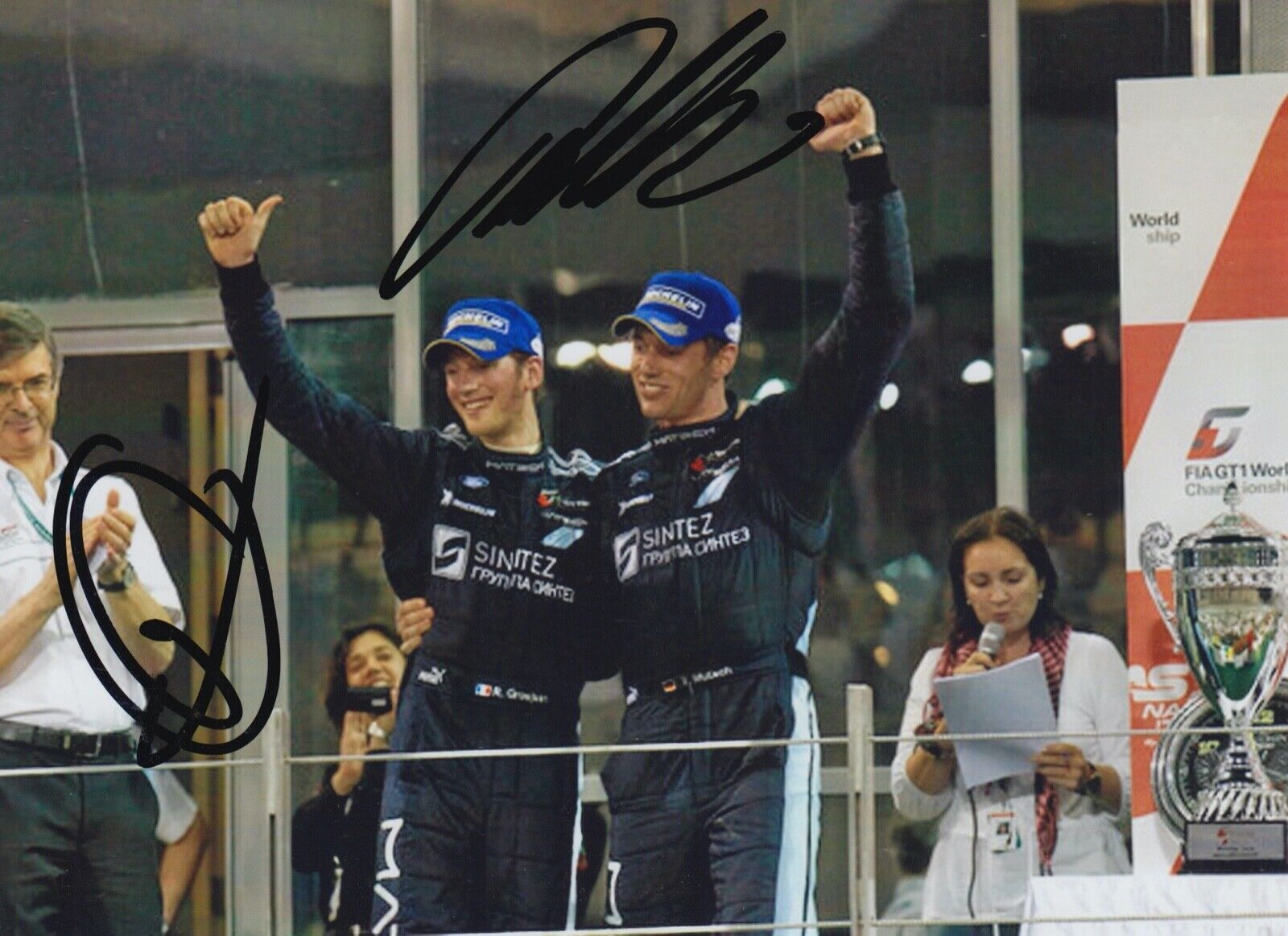 Thomas Mutsch and Romain Grosjean Hand Signed 7x5 Photo Poster painting - FIA GT Championship 29