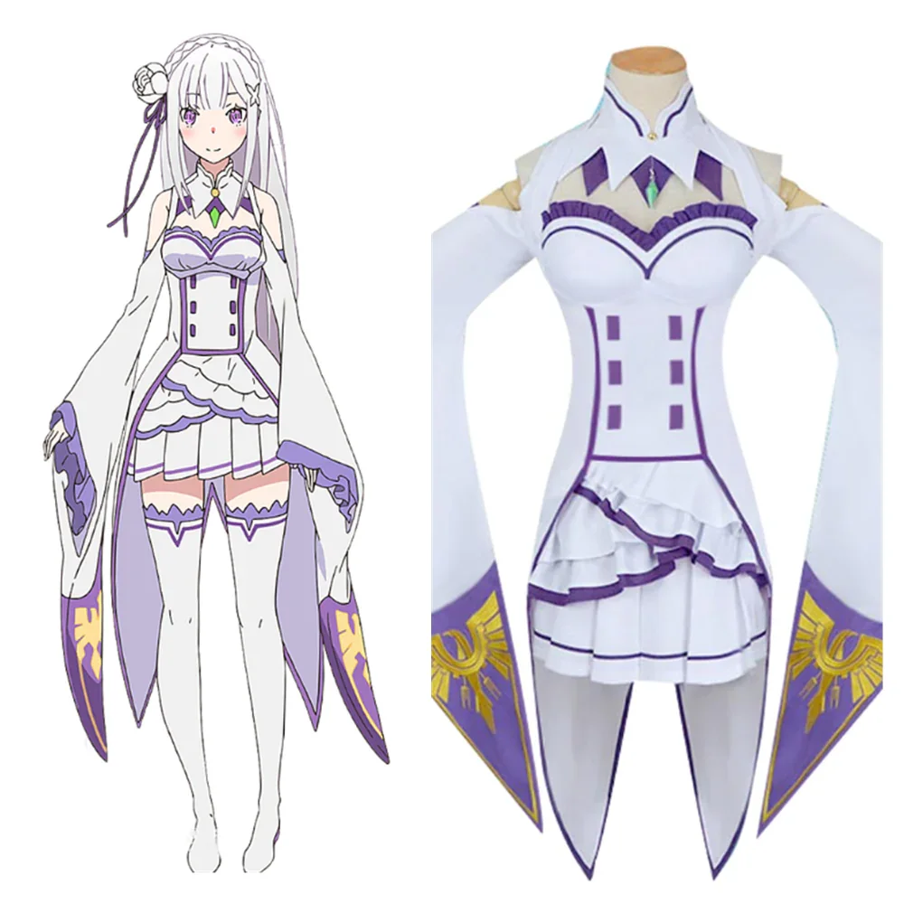 Re: Life in a different world from zero Emilia Cosplay Costume Outfits Halloween Carnival Party Suit