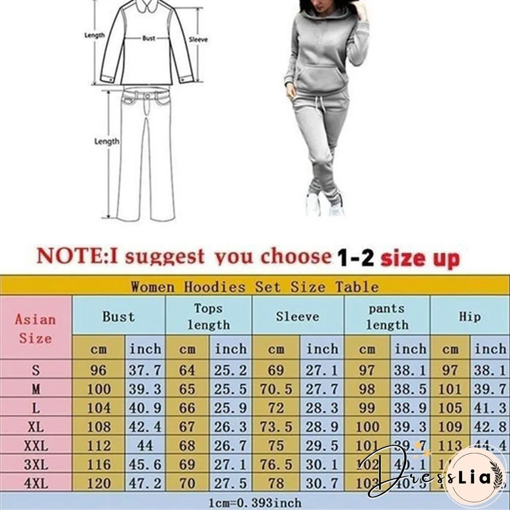 Hot Autumn Winter Fashion Womens Hoodie + Sweatpants 2-Piece Sweat Suits Tracksuits Hooded Jogging Sports Suits Baseball Uniforms Track Suits Jogger