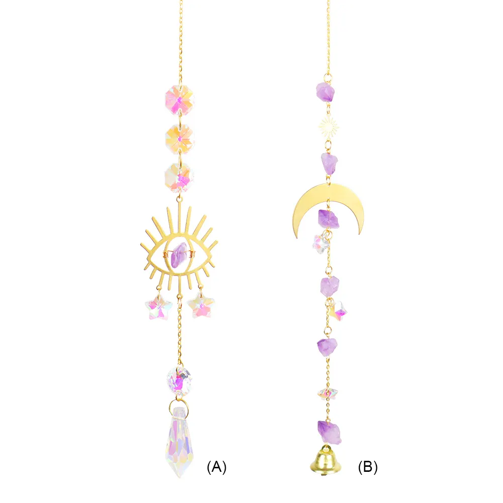 Hanging Crystal Star Eye Window Car Prism Moon Bell Pendants