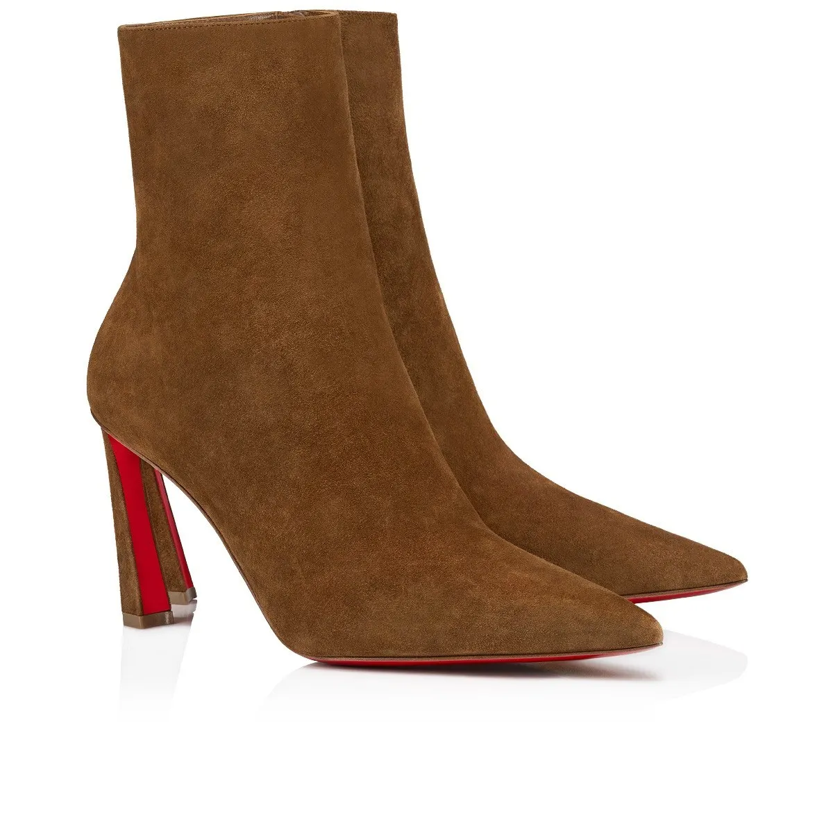 85mm Women's  Suede Red Bottom Ankle Boots  Special Heel Boots-vocosishoes