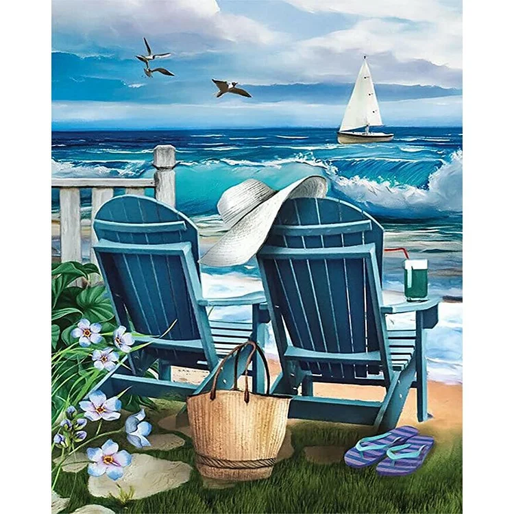 Beach Lounge Chair - Full Round Drill Diamond Painting - 40x50cm(Canvas)