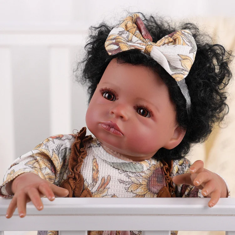 Babeside Laney 20'' Smiling Baby Floral Bodysuit African American Girl