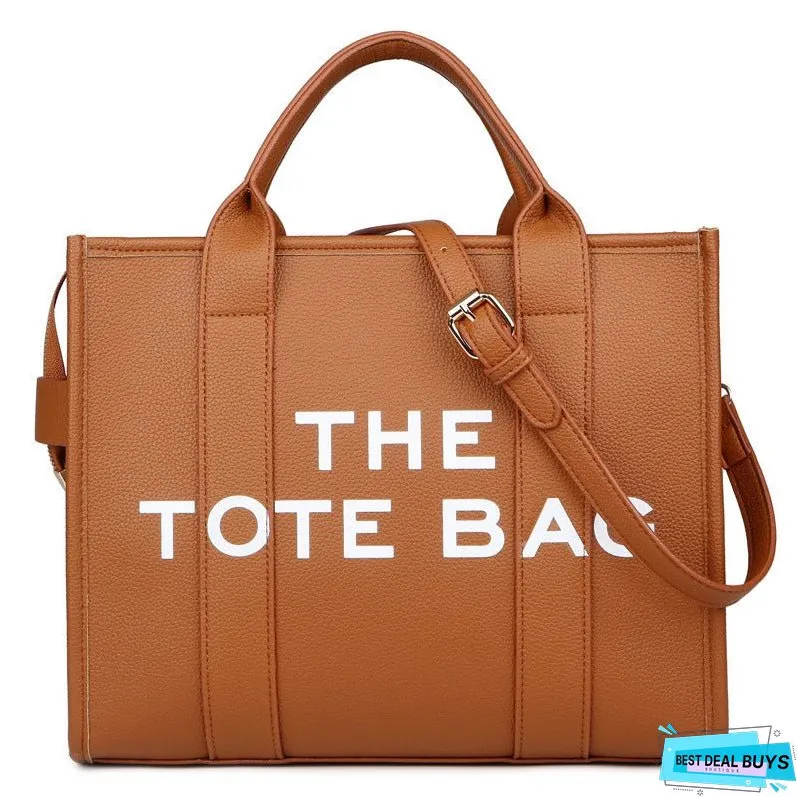 Cross-Border Foreign Trade Women's Bag One Piece Dropshipping New Solid Color Pu Letter Tote Bag Simple Casual Large Capacity Handbag