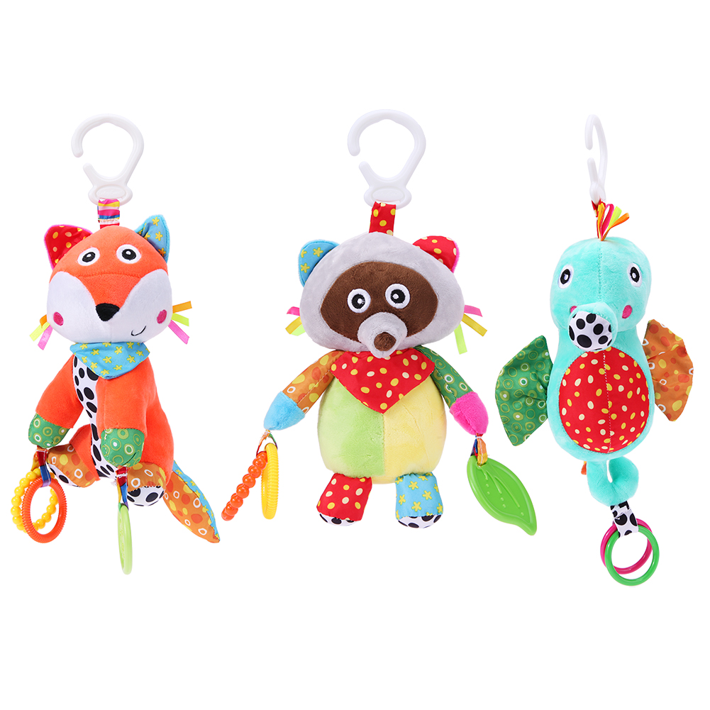 

Baby Kids Animal Raccoon Soft Rattles Stroller Music Hanging Bell Plush Toy-171422, 501 Original