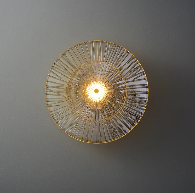 Round Glass Gold Wall Light