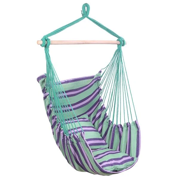 Canvas Hammock Chair with Pillows - Distinctive Cotton Canvas Hanging Rope Chair with Pillows、、sdecorshop