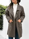 Fashion Loose Solid Color Long Sleeves Lapel Cardigan Woolen Outerwear