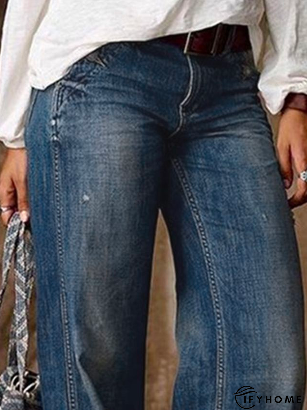 Denim Casual Loose Plain Jeans | IFYHOME