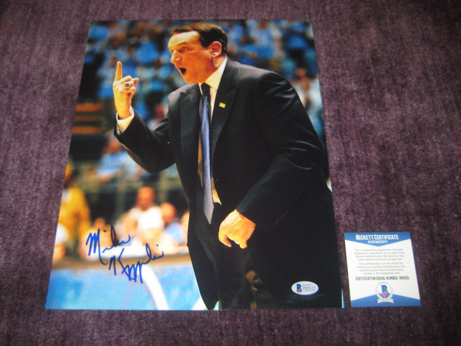 COACH K MIKE KRZYZEWSKI Signed DUKE BLUE DEVILS 11x14 Photo Poster painting w/ Beckett COA