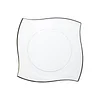 10 Pack | 8" Clear / Gold Wavy Rim Modern Square Plastic Dessert Plates, Disposable Salad Appetizer Party Plates