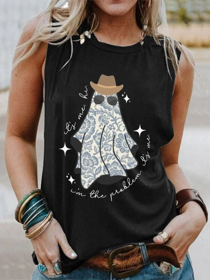 Ghost It's Me, Hi, I'm The Problem, It's Me Print Tank Top