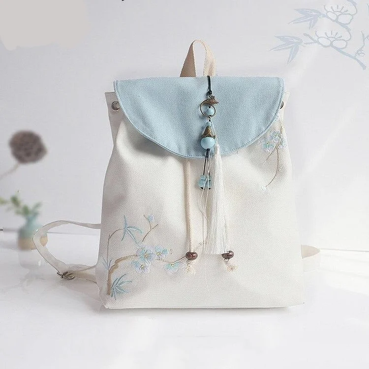Vintage Oriental Flower Embroidery Backpack - Gotamochi Kawaii Shop, Kawaii Clothes
