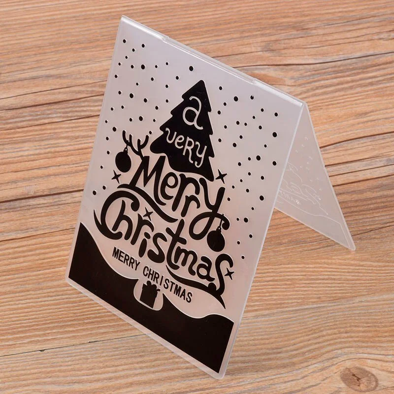 Christmas Embossing Folder DIY Card Papercraft Scrapbooking Decor Template Diary
