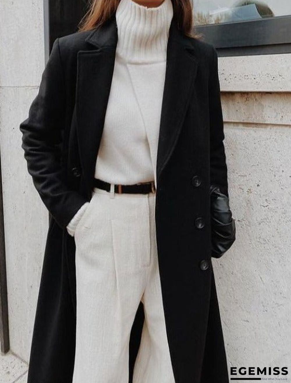 Loose Solid Color Long Sleeve Long Coat | EGEMISS