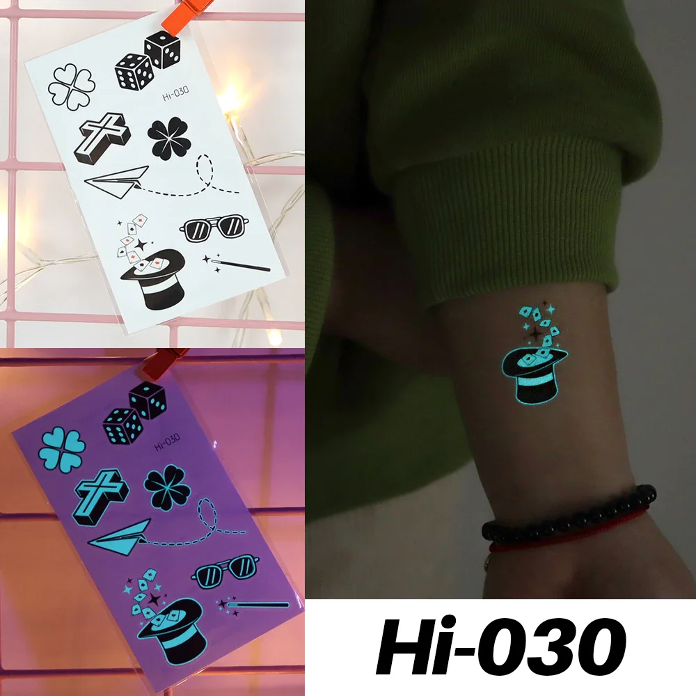 Sdrawing Luminous Glow Tattoo Sticker Snake Deer Glowing Halloween Waterproof Temporary Tatoo Wrist Fake Tatto Body Art Women Men