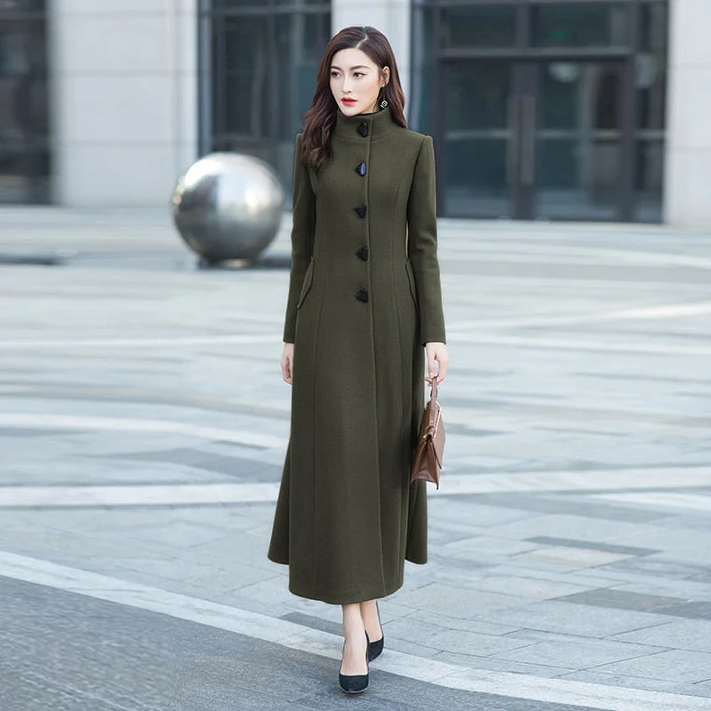 Suofun Solid Slim Plus Size Long Seelve 2021 Fashion New Women Mandarin Coat Women's OverCoat Female Girls Winter Wool Coats