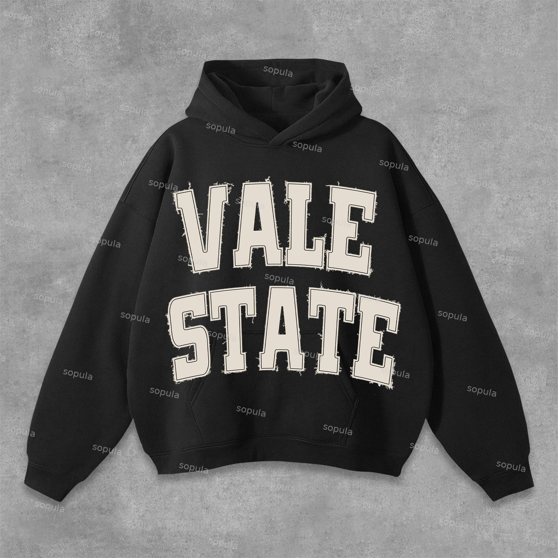 Unisex Men's Vintage Vale State Graphic Print Pocket Hoodie - Sopula ｜Premium Graphic Tees & Graphic Streetwear