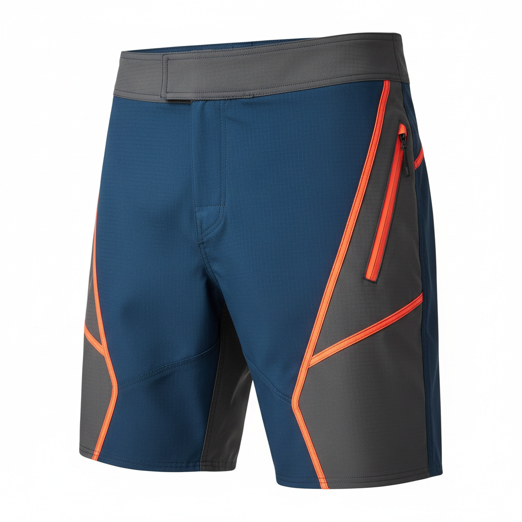 thesupersurf Blue and Gray Athletic Shorts with Orange Accents 