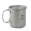 450ml Titanium Cup with Foldable Handles Lightweight Water Cup for Backpacking Camping Fishing