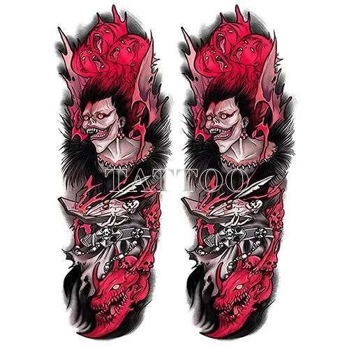 Japanese Devil Dark Sexy Pink Girl Big Size Color Arm Water Transfer Temporary Fake Tattoo Sticker For Men and Women