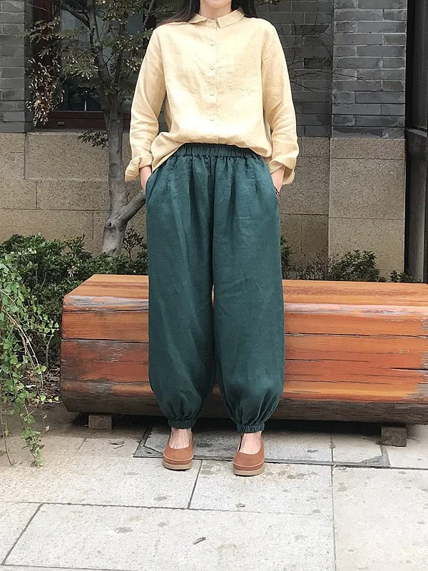 Linen Lantern Pants Wide Leg Pants