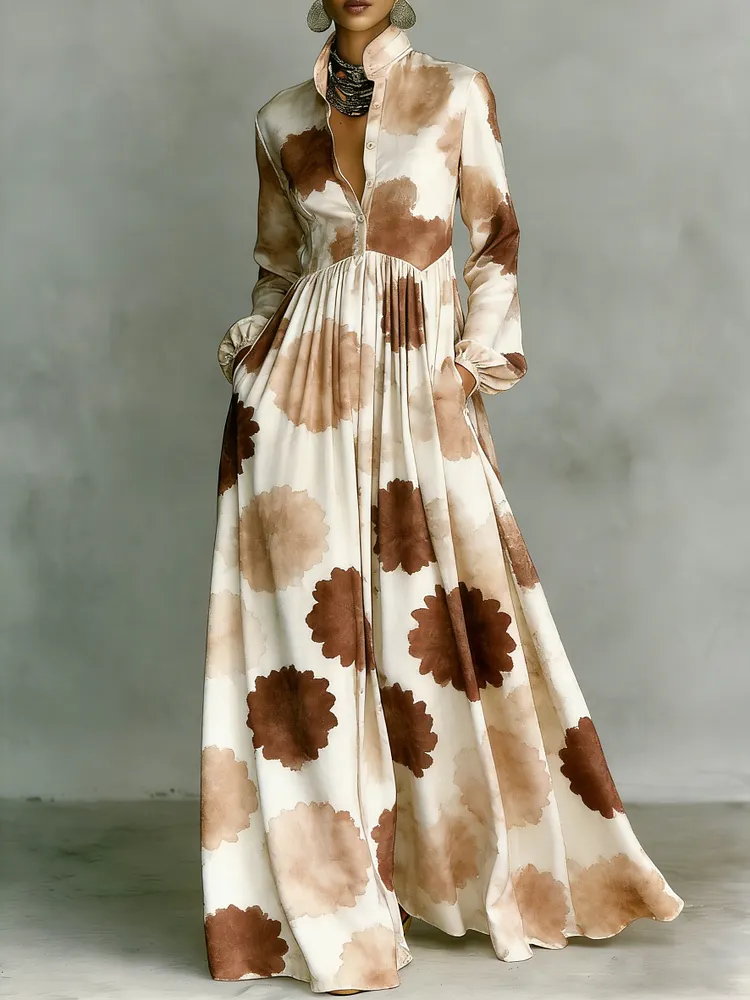 Women's Vintage print Elegant Romantic Vacation Maxi Dress