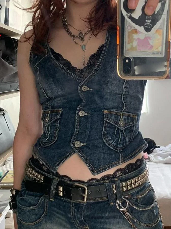 Brownm corset top with button placket
