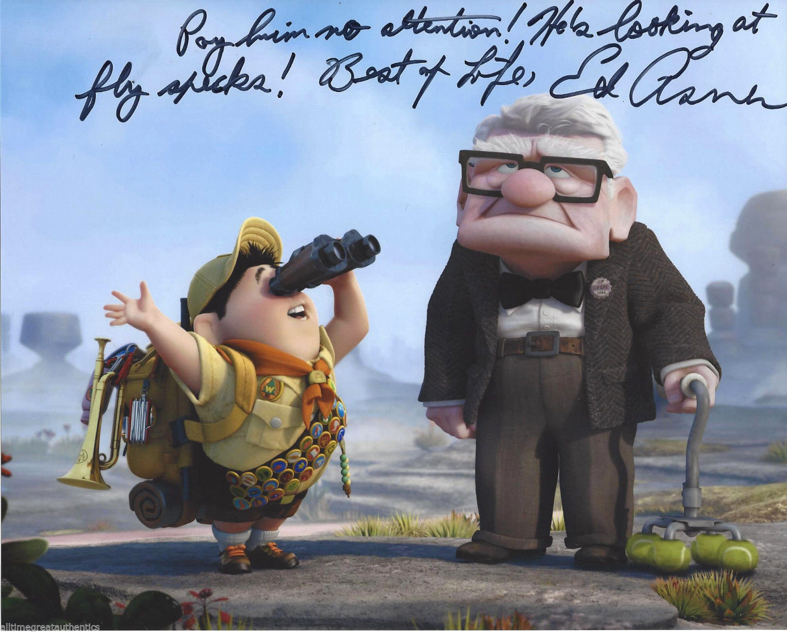 ED ASNER HAND SIGNED AUTHENTIC 'UP' CARL 8X10 Photo Poster painting w/COA VOICE ACTOR PIXAR